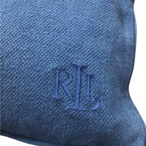 Lauren Ralph Lauren Blue Textured Lumbar Waterfowl Feather Pillow 12x24 Full Zip